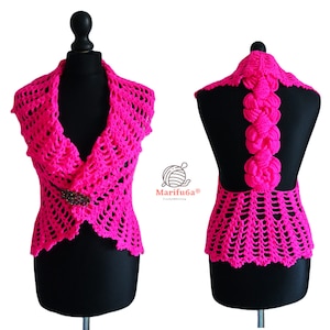 crochet vest bolero jacket with roses pattern + Video