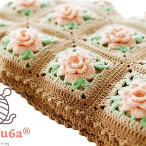 Crochet blanket, roses blanket, flowers blanket , Pattern, PDF, English image 1