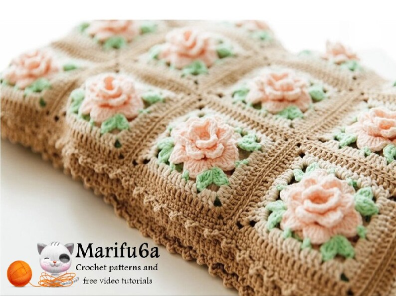 Crochet Blanket Roses Blanket Flowers Blanket Pattern Etsy