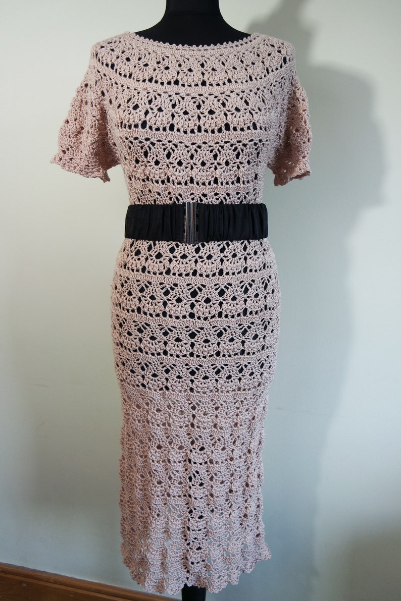 Crochet Beige Dress All Sizes Pattern Pdf 164 Etsy UK