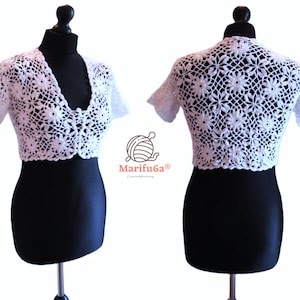 crochet white flowers bolero pattern pdf + Video