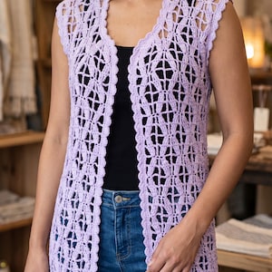 Crochet Pattern PDF + Video – Lace Vest / Jacket / Cardigan