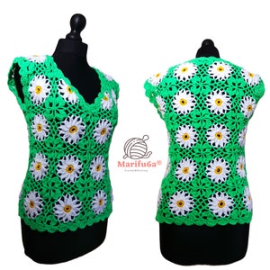 crochet daisy top all sizes pattern pdf + Video