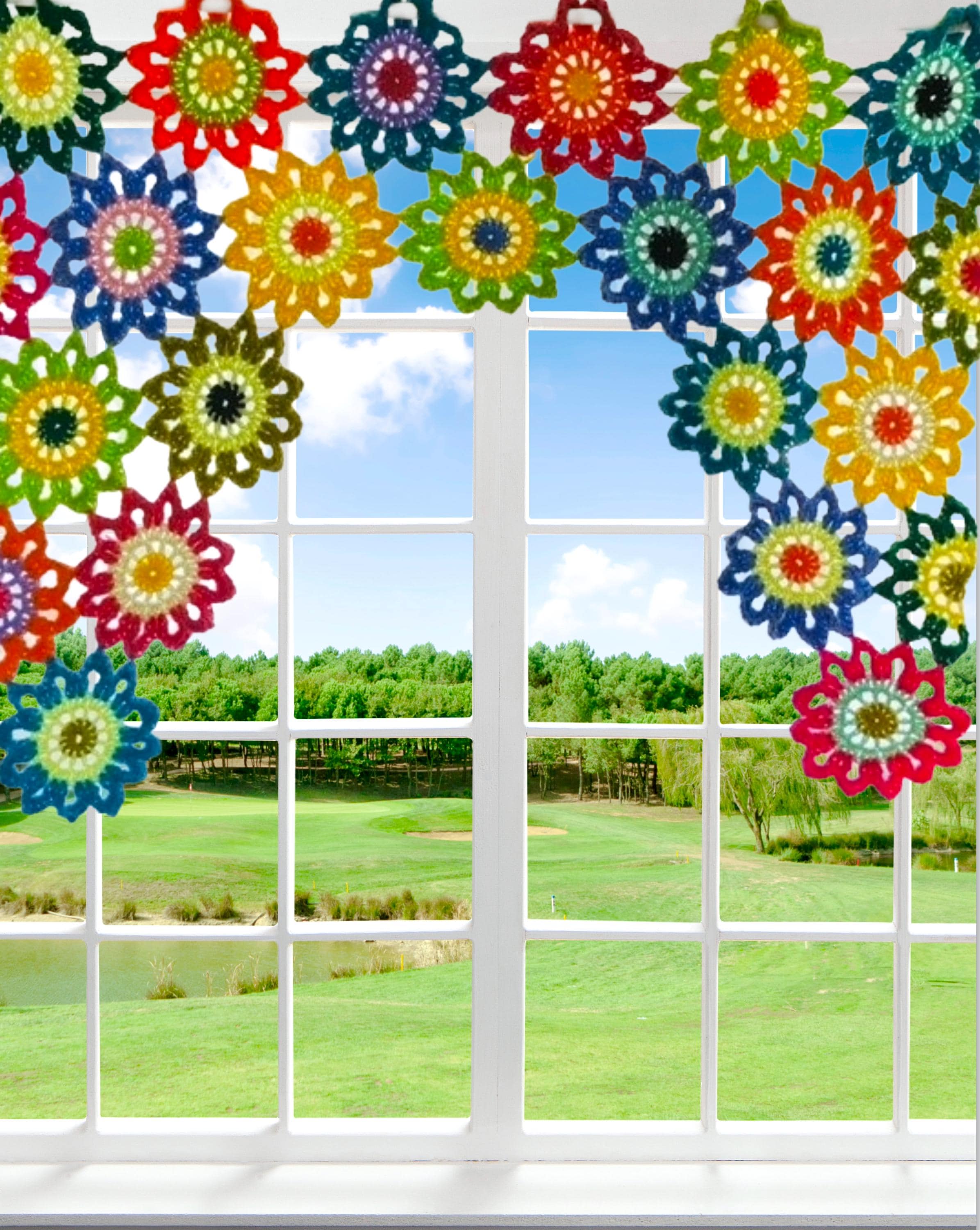 Rideaux Voilage Au Crochet – Motifs Fleurs Et Tulipes – 102x38 Cm – Fait Main France