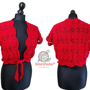 Very easy crochet red shell bolero pattern pdf + Video