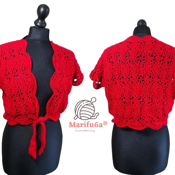 Patrón bolero de concha roja a crochet muy fácil pdf