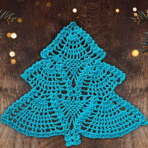 crochet Christmas tree doily hot pad tutorial step by step