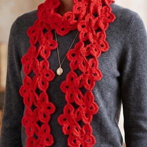 crochet red lace scarf pattern pdf + Video