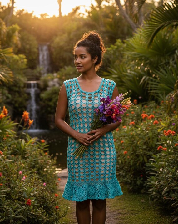 Summer Crochet Mesh Dress Tunic Simple Pattern Pdf + Video - Etsy