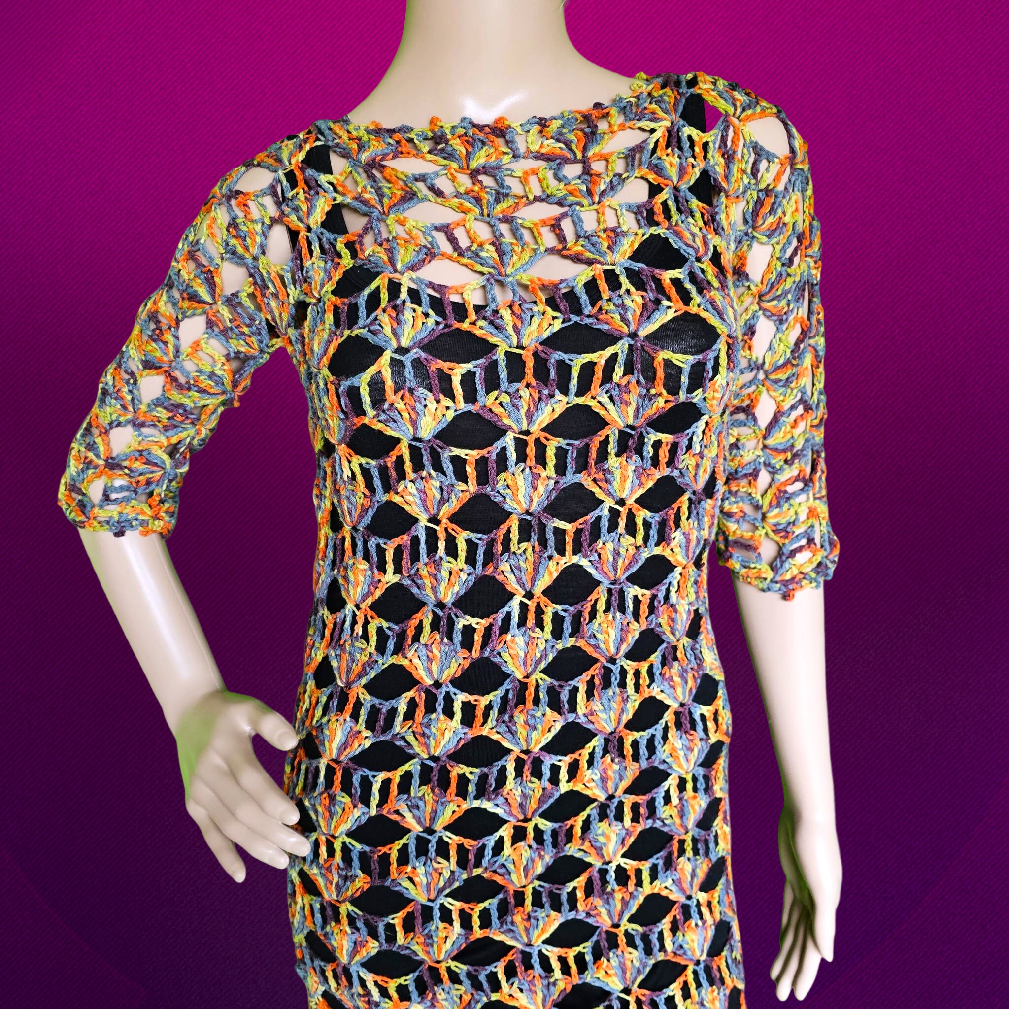 Easy Crochet Elegant Dress All Sizes Pattern Pdf Etsy