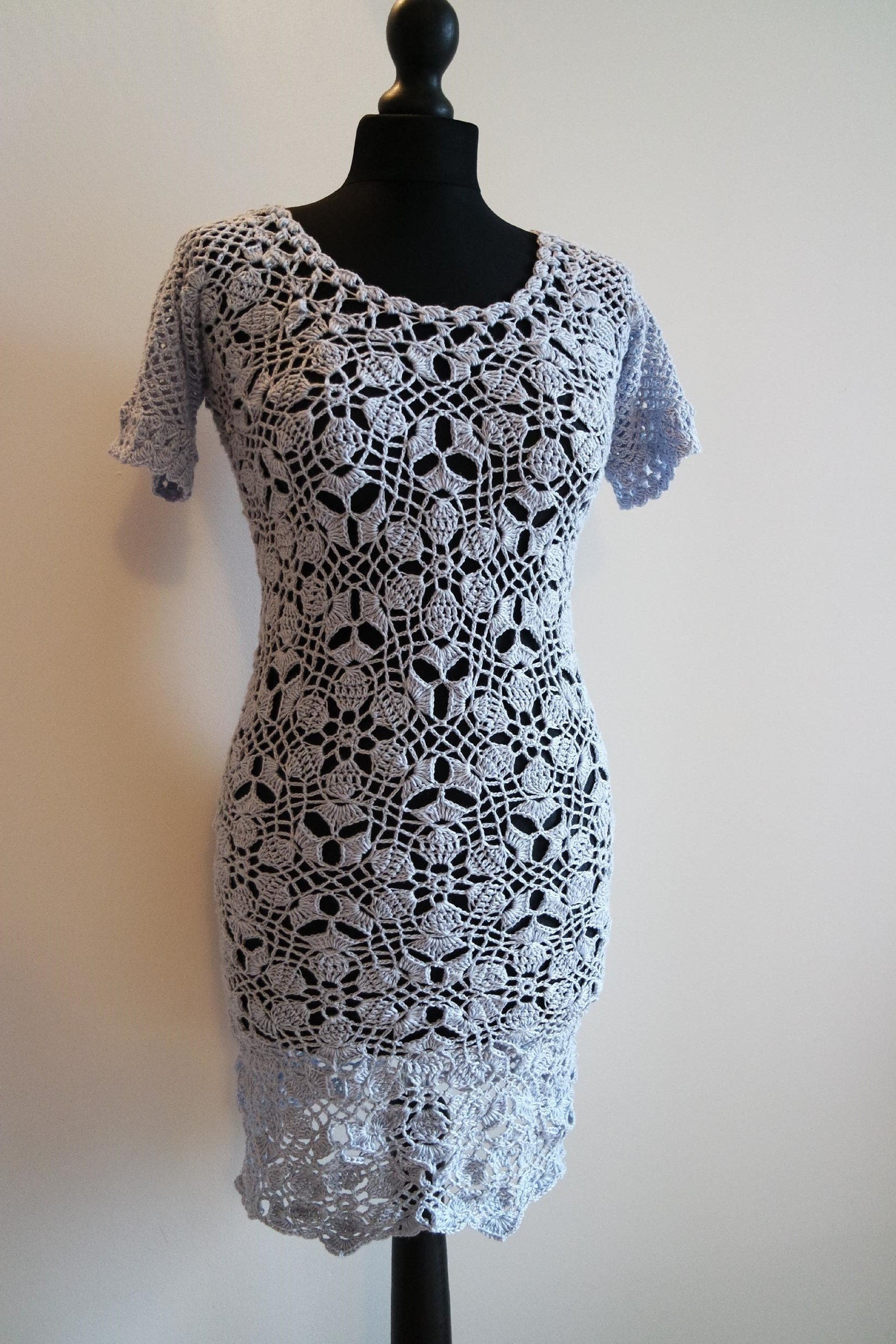 Crochet Grey Dress With Motifs Pattern Pdf 122 by Marifu6a | Etsy