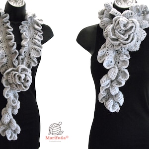 Crochet pattern ruffle rose scarf pdf + Video