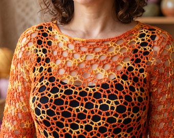 crochet Mesh Tunic top blouse pattern pdf + Video