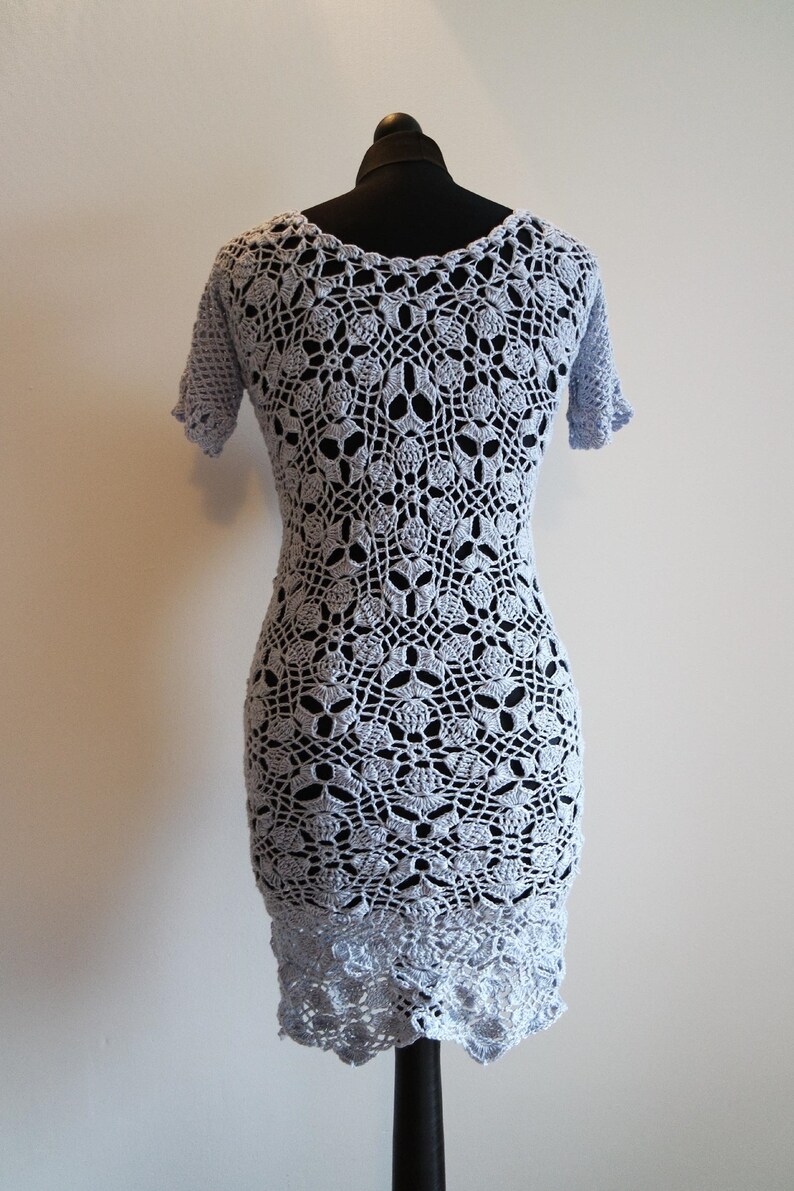 Crochet Grey Dress With Motifs Pattern Pdf 122 by Marifu6a | Etsy