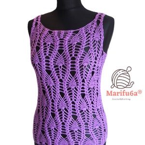 crochet Summer Pineapple Top Pattern all sizes  pdf tutorial + Video