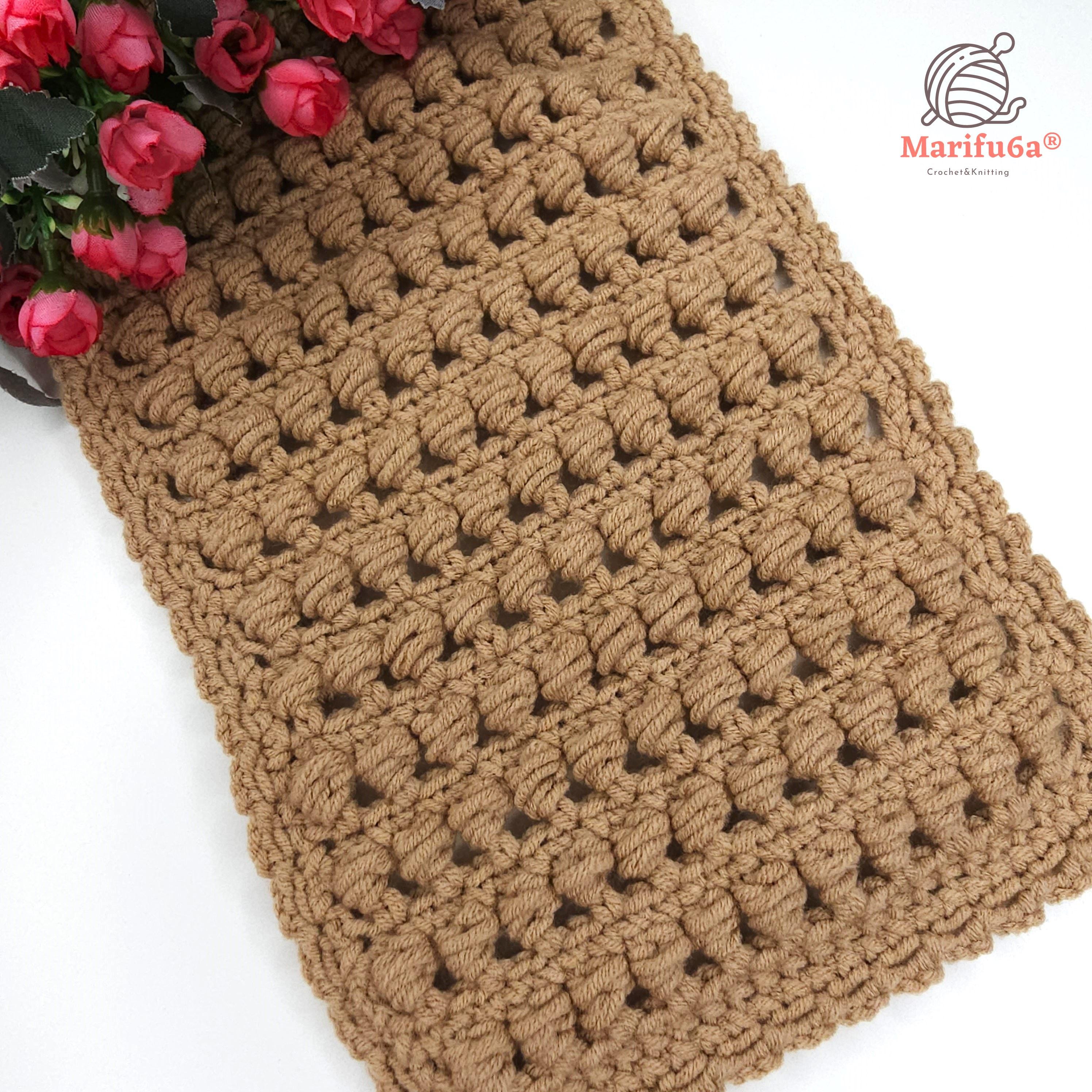 Very Simple Crochet Side Puffs Stitch Scarf Pattern Pdf + Video - Etsy