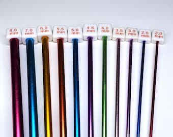 Coopay Set di Uncinetti Tunisini, 11 pezzi di Uncinetti Tunisini in Alluminio Colorato, Set di Uncinetti Afgani per Principianti e Professionisti, Set di Uncinetti Tunisini Leggeri da 2,0-8,0 mm