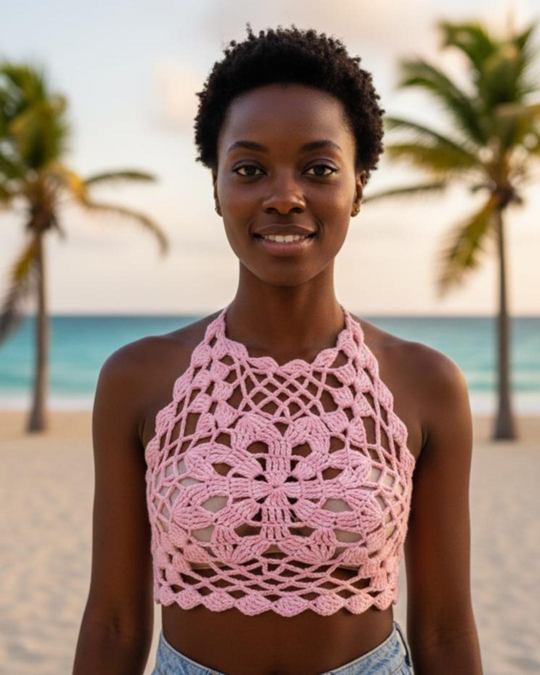 Crochet Pink Halter Crop Top Pattern + Video - Etsy