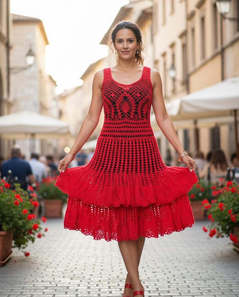 red crochet dress Vestido Maxi Tejido Dream Vacation - Rojo