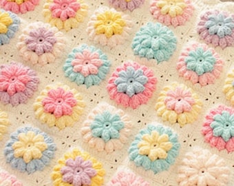 easy flower blanket afghan for beginner pattern pdf + Video