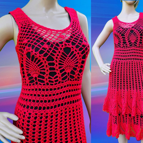 crochet red elegant pineapple dress pattern pdf 99 by marifu6a