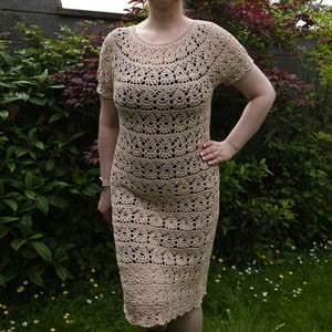 crochet beige dress all sizes pattern pdf + Video