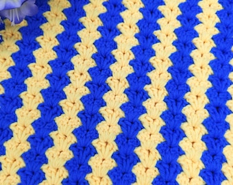 Manta de crochet de dos colores a rayas verticales, afgana, patrón de alfombra pdf