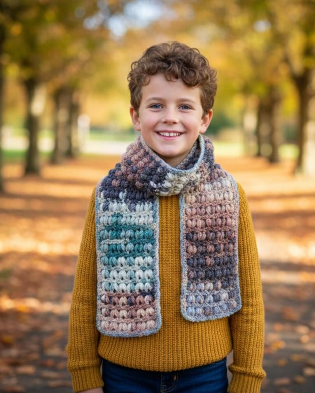 Puff Stitch Crochet Scarf for Boy Pattern Pdf + Video - Etsy