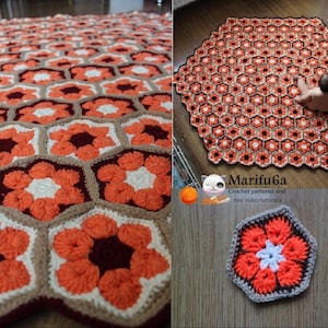 Crochet african flower blanket rug afghan pattern pdf + Video