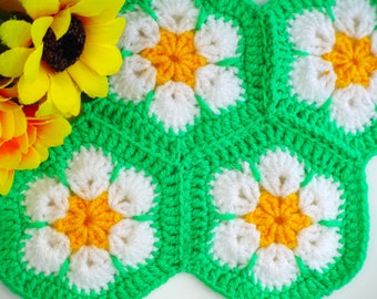 Crochet pattern “Daisy African flower blanket rug afghan” by marifu6a