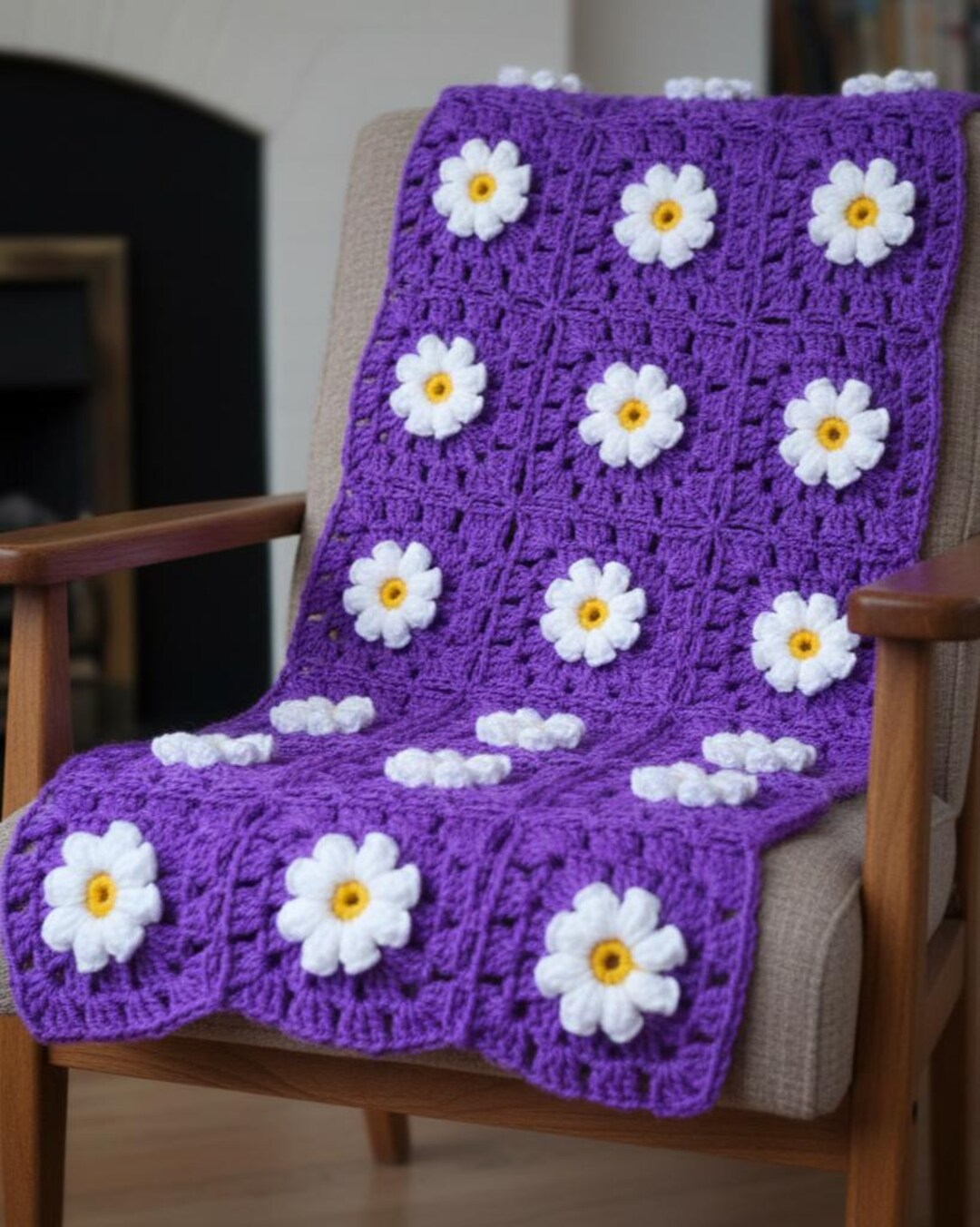 Crochet Pattern Easy Daisy Blanket, Afghan Tutorial + Video - Etsy