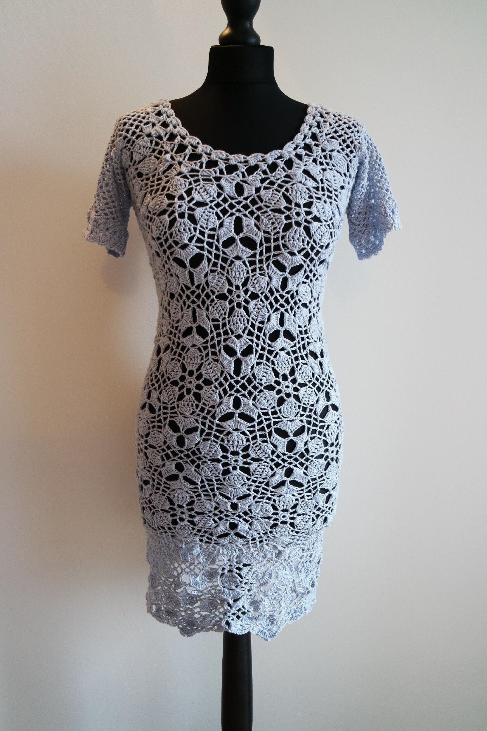 Crinkle Crochet Dress-Grey main image 0