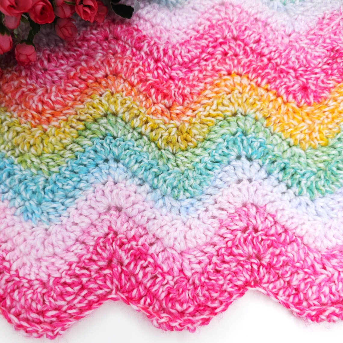 Crochet Pattern Fan Ripple Stitch Blanket, Afghan, Rug, Step by Step ...