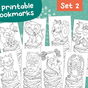 Set 2 Download: 8 Lesezeichen zum Ausmalen mit niedlichen Tieren