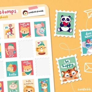 Stickerbogen mit 16 Deko-Briefmarken