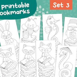 Set 3 Download: 8 bookmarks to color in with cute animals