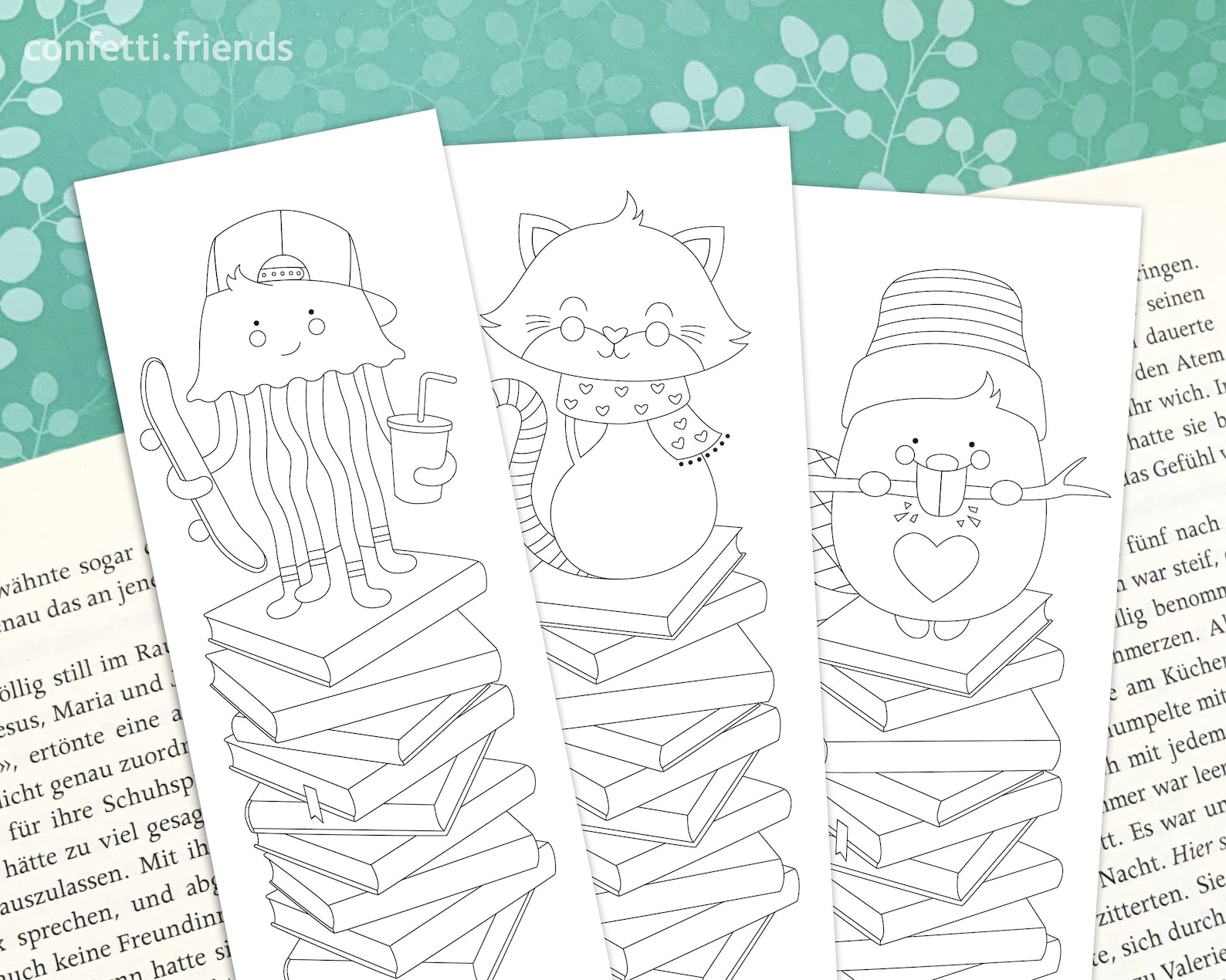Download 8 Lesezeichen zum Ausmalen mit niedlichen Tieren - Etsy.de