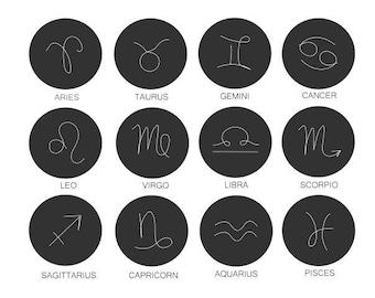 Zodiac Signs SVG Bundle,  Zodiac Clipart, Horoscope SVG