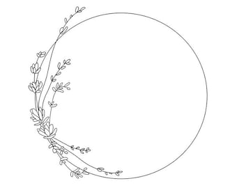 Цветочная рамка svg, Лавандовый круг, Цветочный круг svg, Лавандовый венок, Круглая рамка, Семена лаванды, Круг с монограммой svg, Лаванда svg