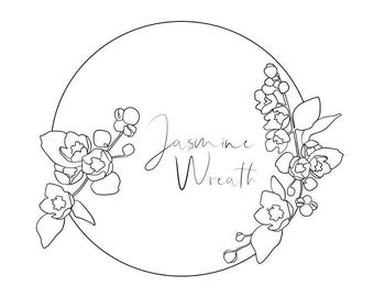 Jasmine Wreath Svg, Floral Wreath Svg, Wedding Wreath Svg