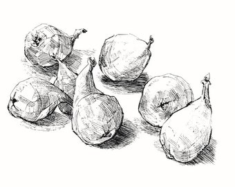 Modele De Poire Impression De Poire Dessin De Poires Poires Etsy
