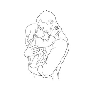 家族の線画、お父さんの svg バンドル、写真からの線画、お父さんと娘の svg、カップルの線画、アウトライン ポートレート