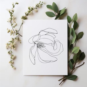 Magnolia SVG flowers line art, Magnolia wedding art, Hand drawn Magnolia Flowers SVG, Flowers Line art svg, Thin line svg
