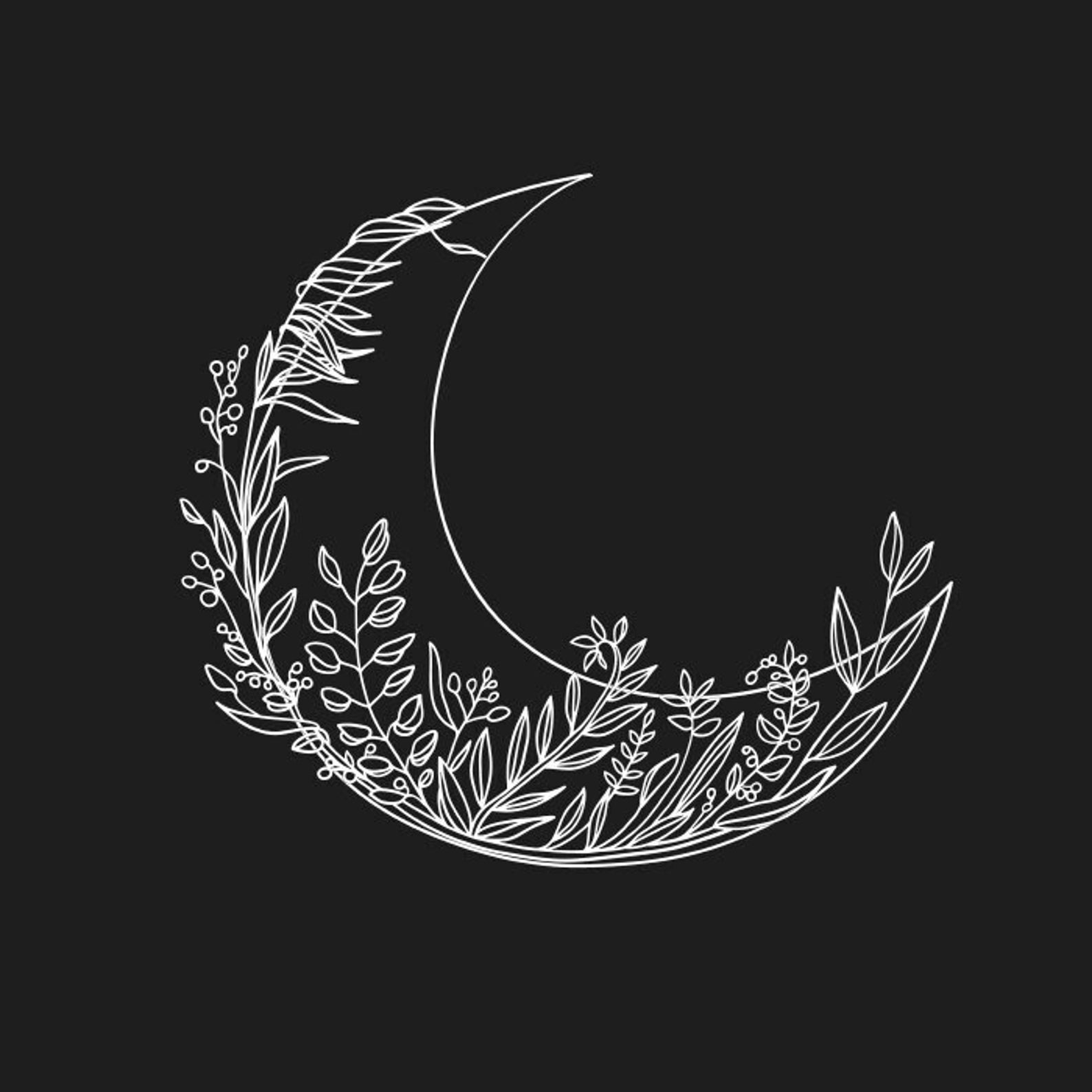 Moon Svg Crescent Moon Svg Celestial Svg Floral Moon Phase | Etsy