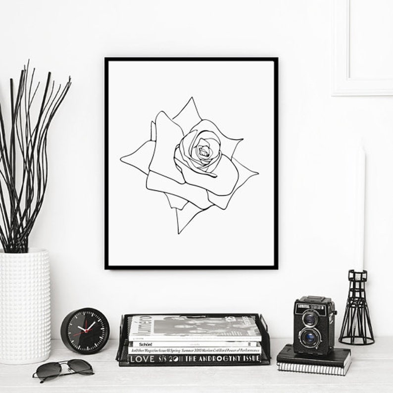 Rose SVG files for cricut Black and white Rose flower line ...