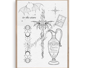 ACOTAR - bookish tattoo flash print!