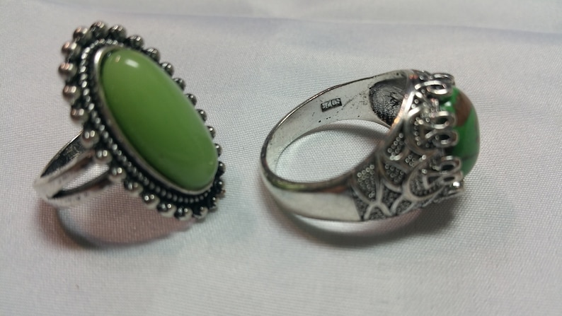 RING LOT,2 Piece ring set Green Rings,BOHO rings