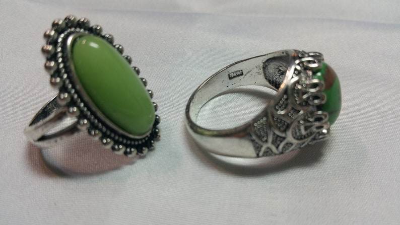 RING LOT,2 Piece ring set Green Rings,BOHO rings
