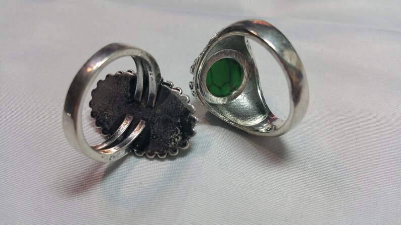 RING LOT,2 Piece ring set Green Rings,BOHO rings
