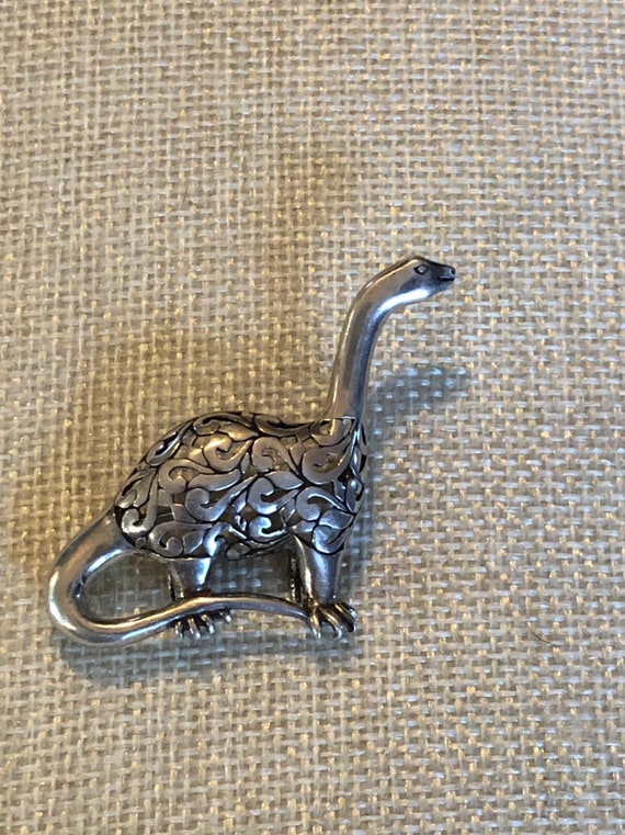 JezLaine sterling dinosaur brooch